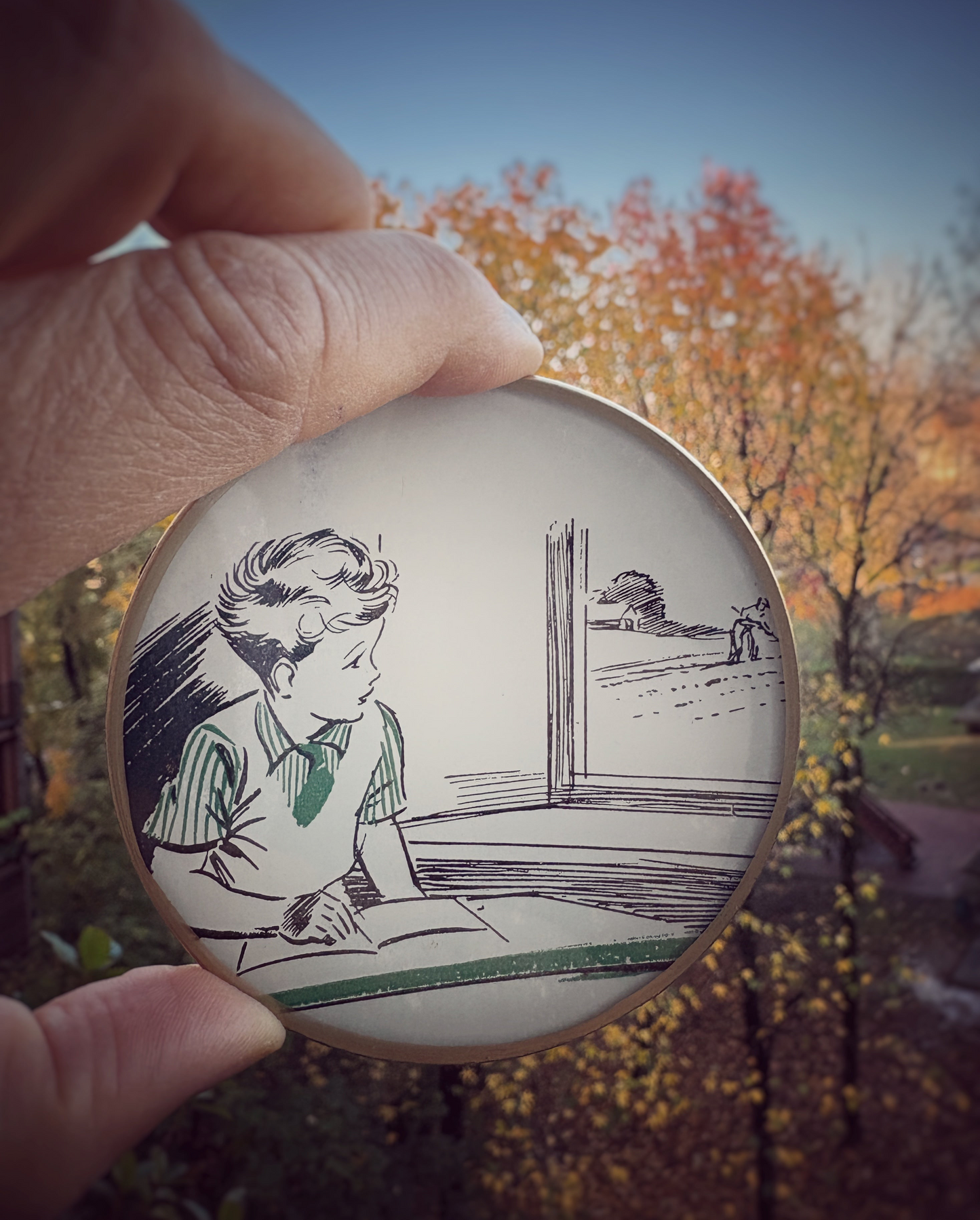 Mini shelfie: Child looking at the countryside 