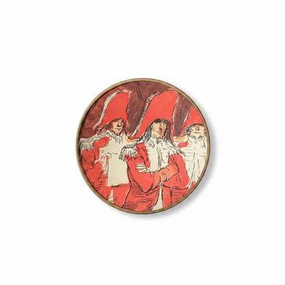 Shelfie Ø8 cm PerInciso realizzato con un ritaglio originale della collana Scala d'Oro del 1960 raffigurante ufficiali napoleonici, custodito sotto vet